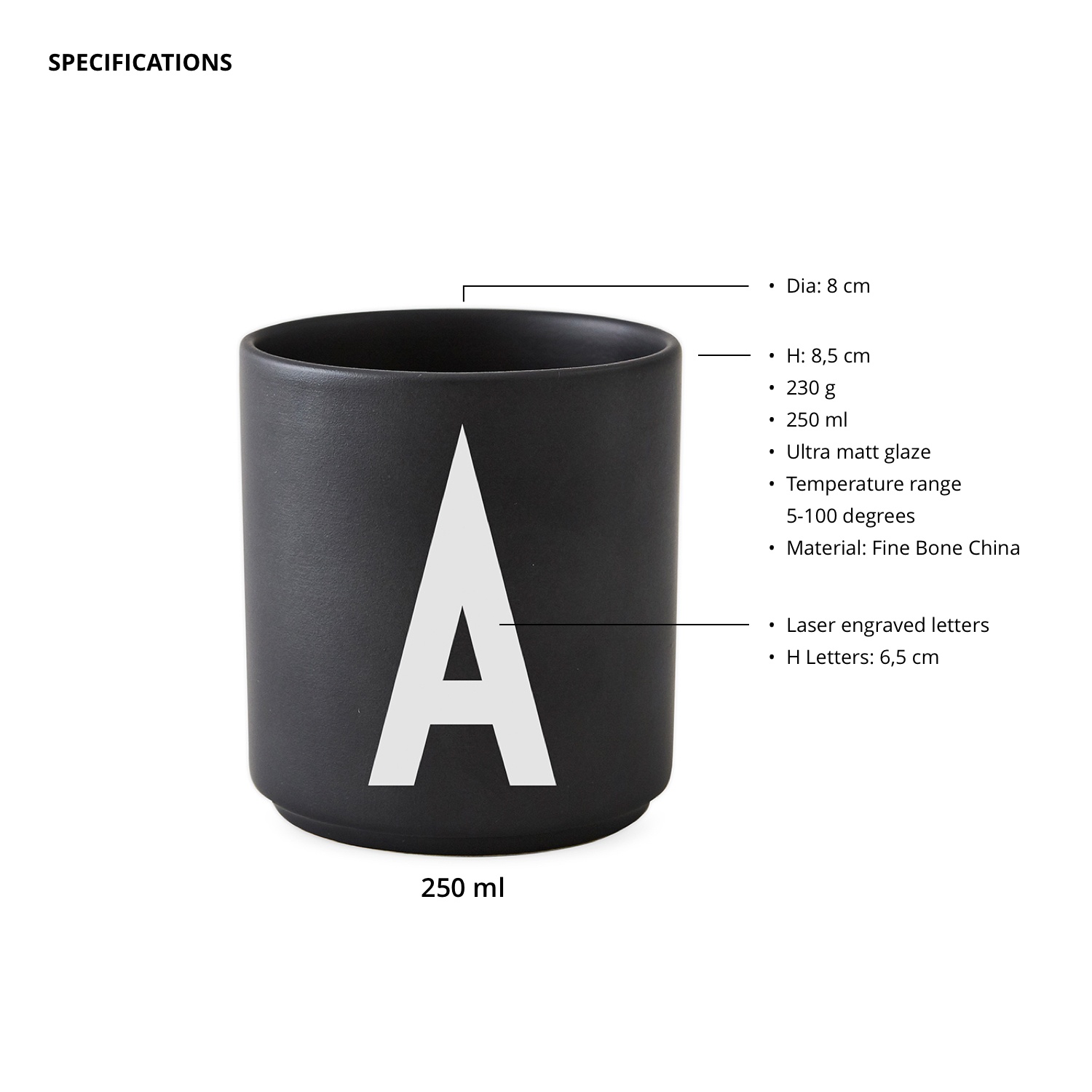 DL Tasse schwarz Eigenschaften