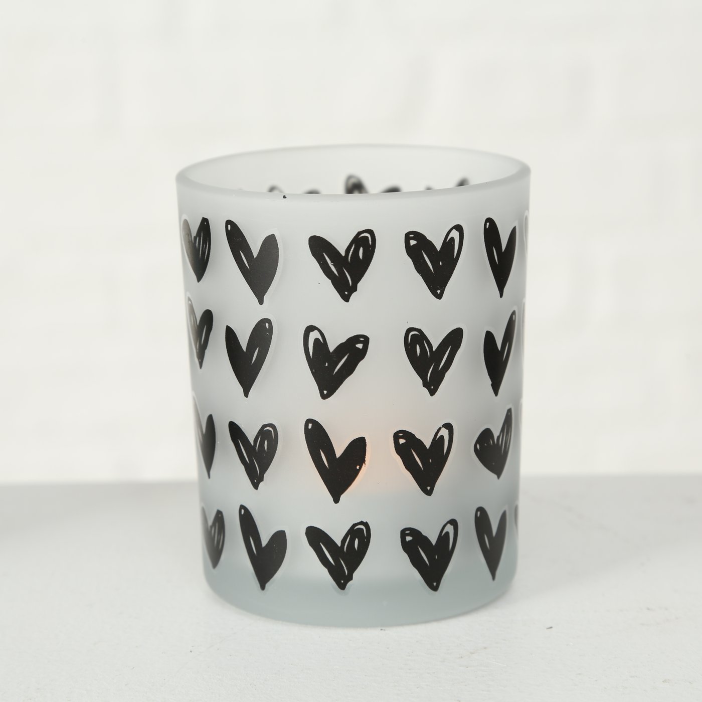 Windlicht klein Herz schwarz Detail
