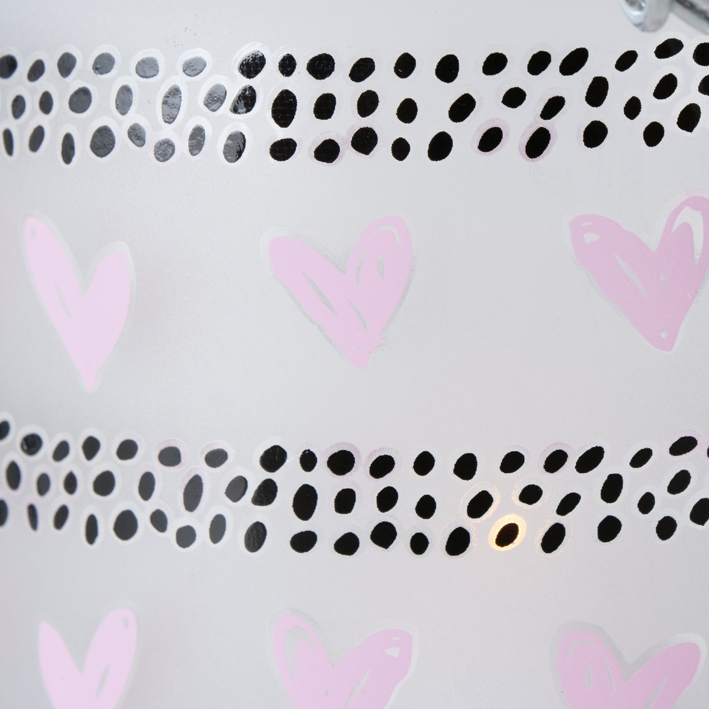 Windlicht groß Herz rosa Punkte schwarz Detail