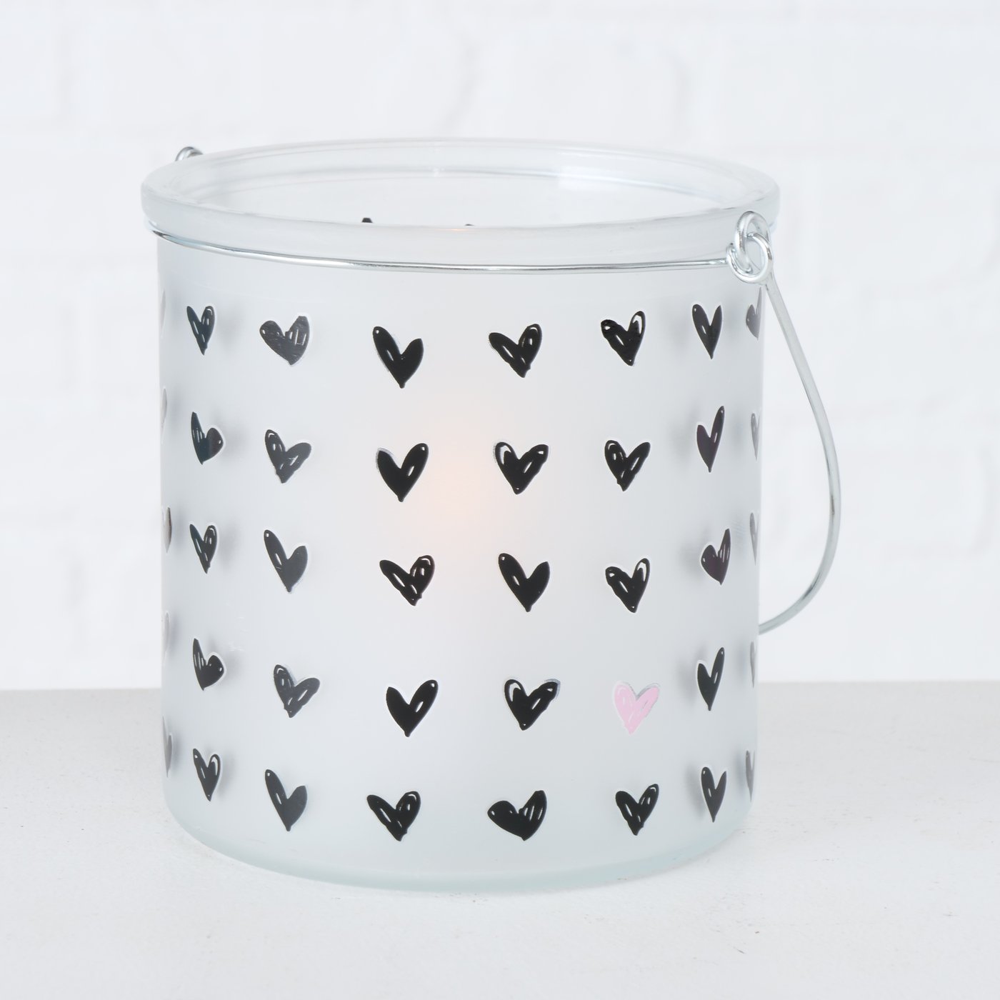 Windlicht groß Herz schwarz