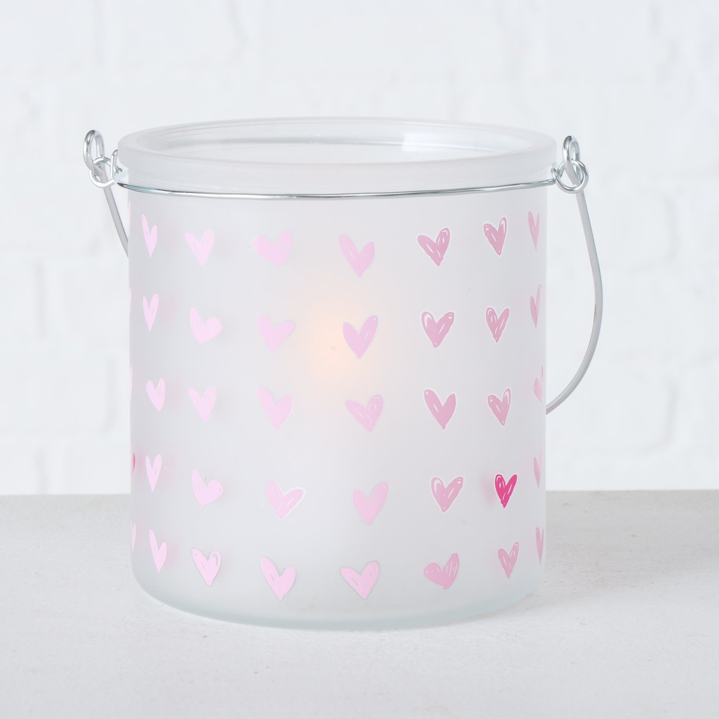 Windlicht groß Herz rosa