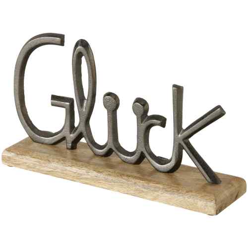 Aufsteller Glück Schriftzug Aluminium Holz