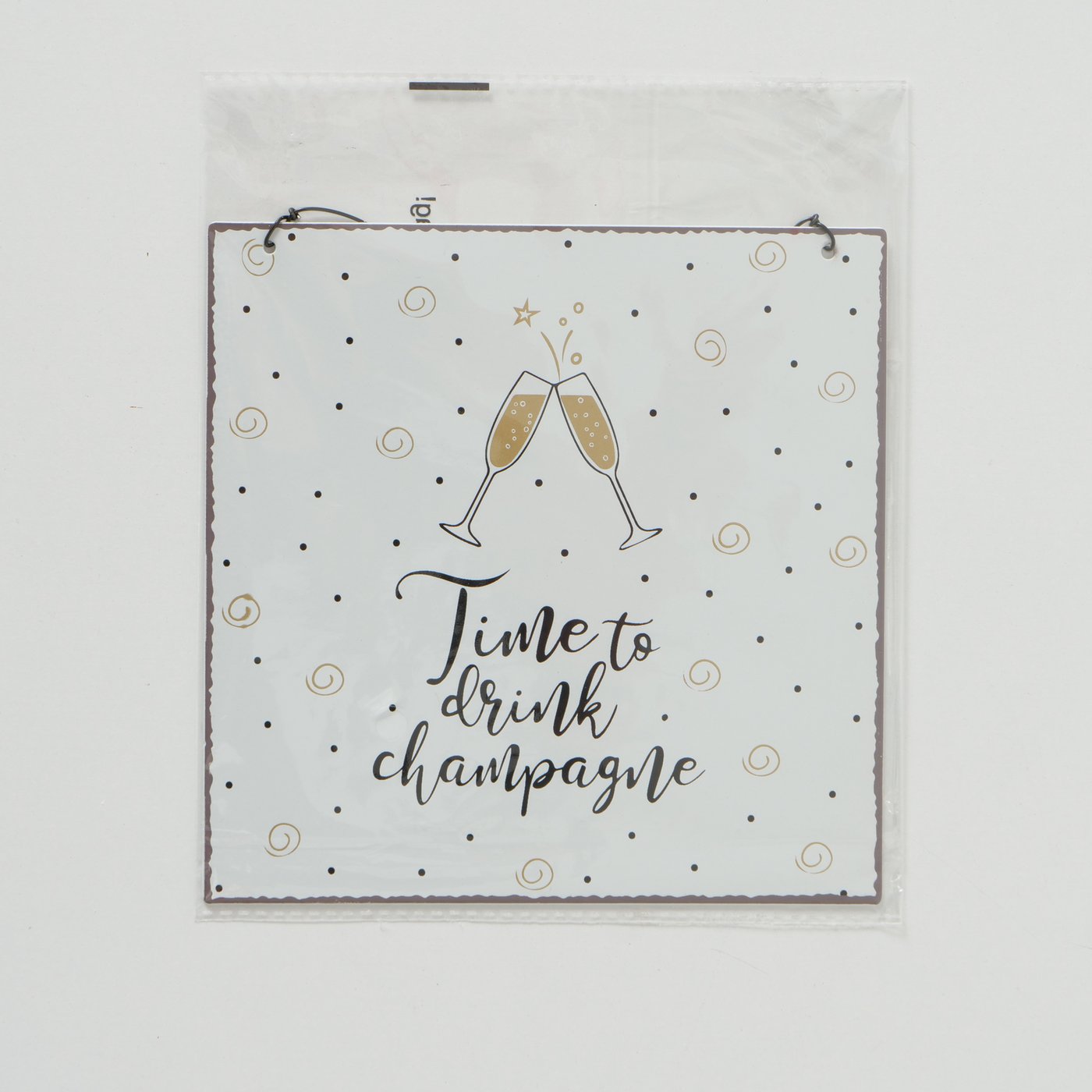 Metallschild Time to drink Champagne hell