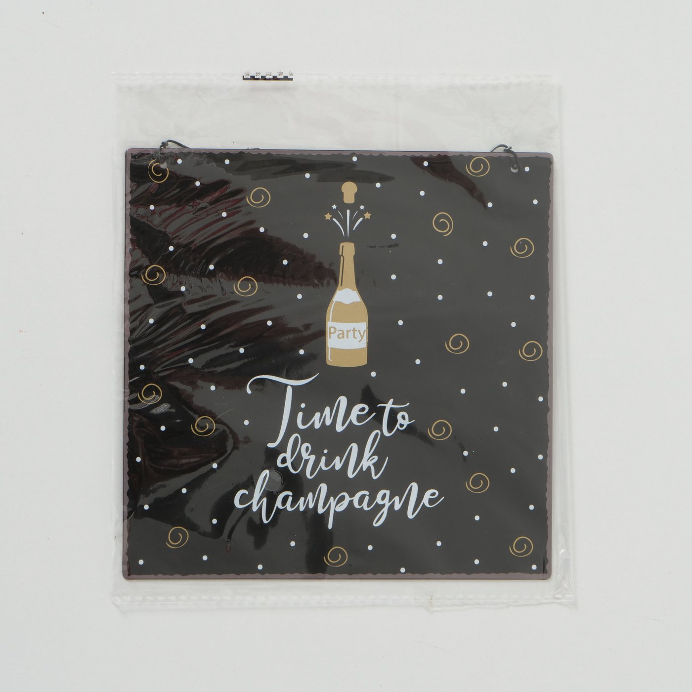 Metallschild Time to drink Champagne dunkel