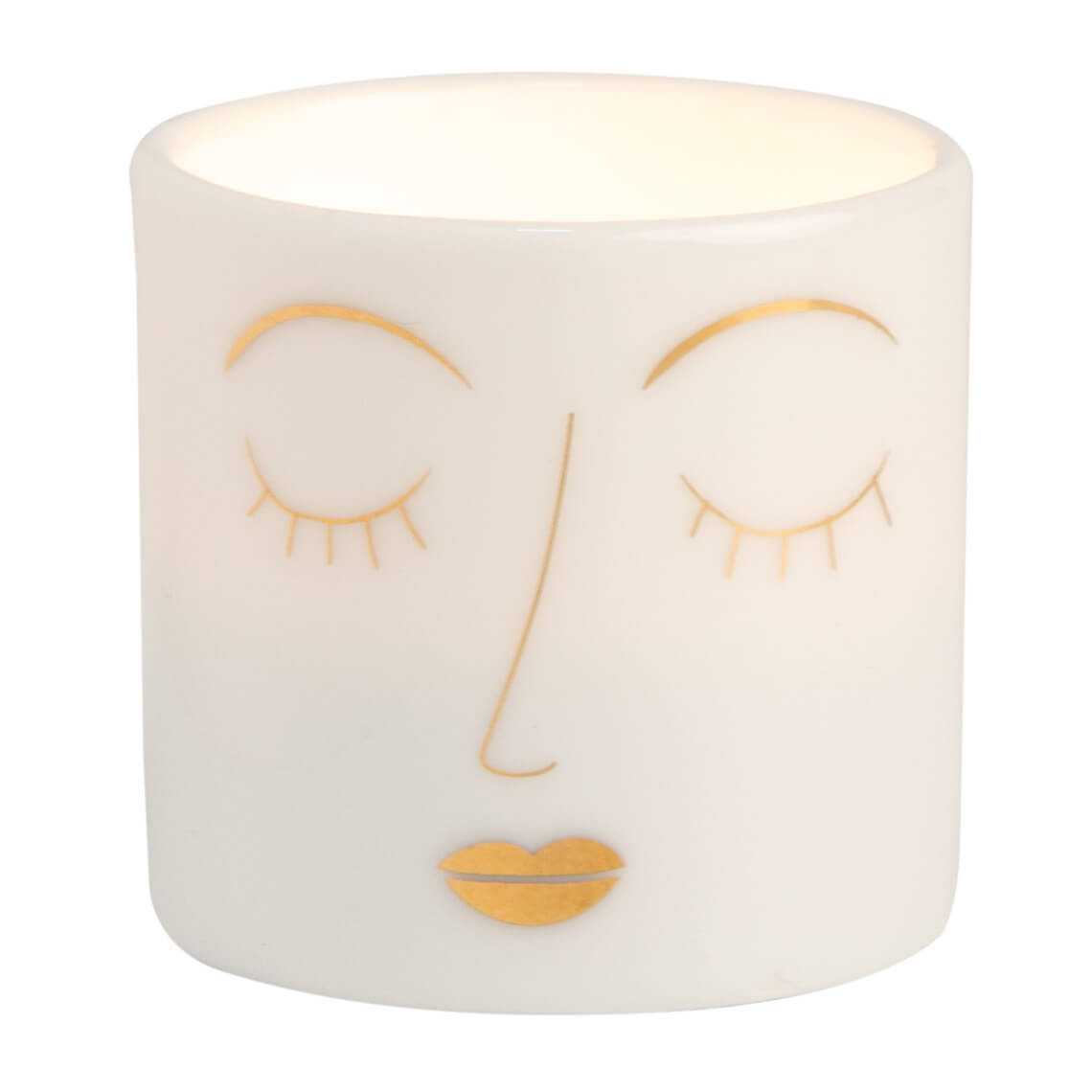 Helle Freude Teelichthalter Gesicht brennend