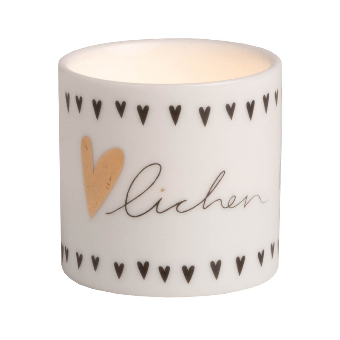 Helle Freude Teelichthalter Herzlichen Glückwunsch brennend