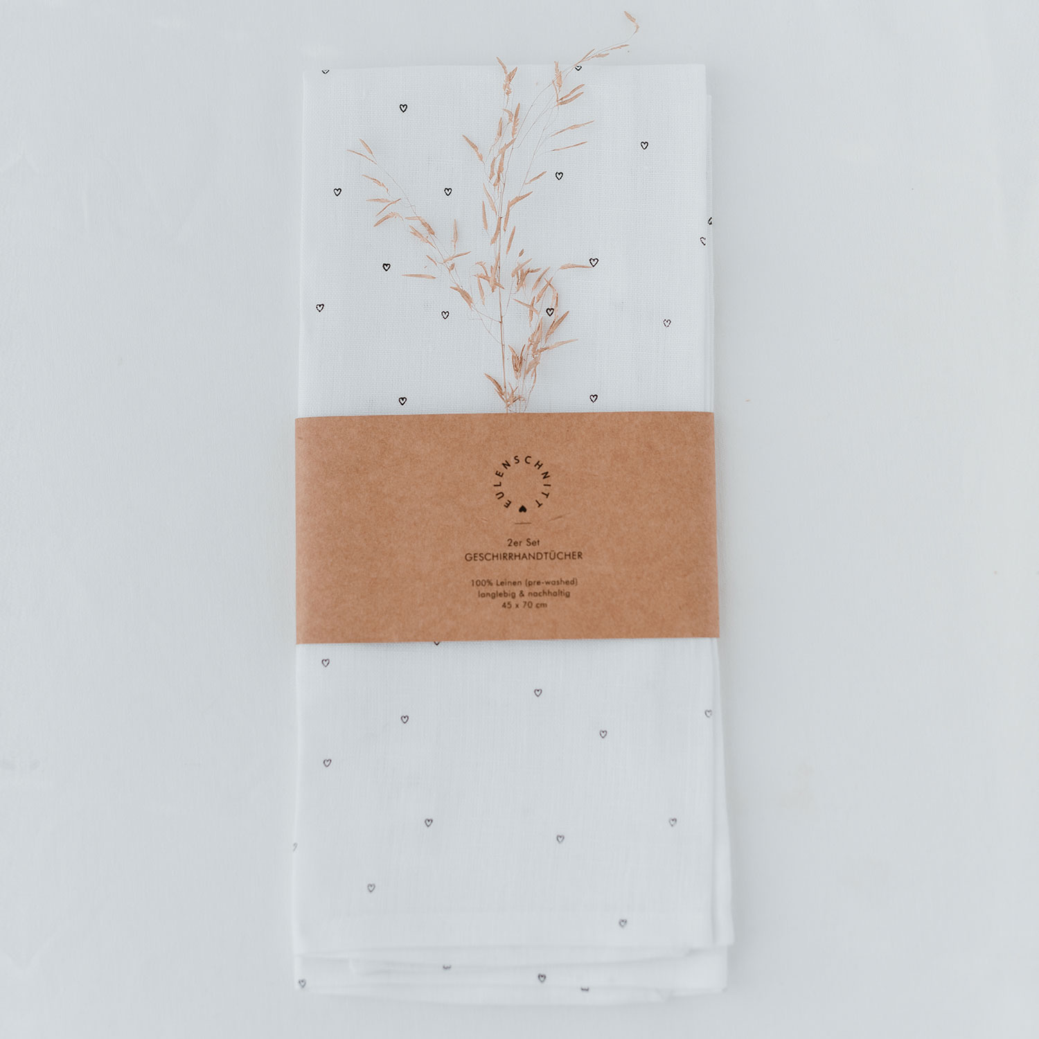 Leinen Geschirrtücher Herzen im 2er Set