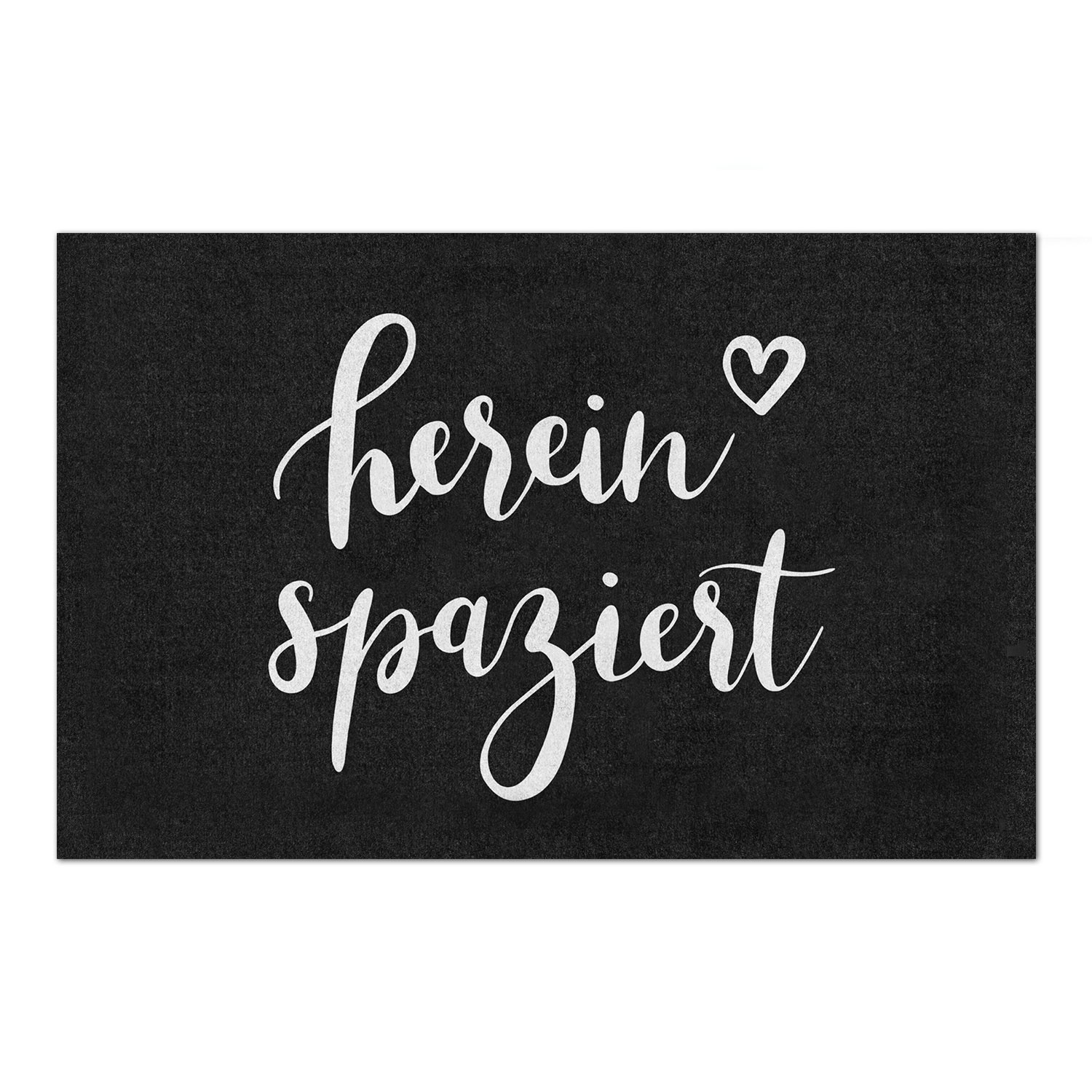 Waschbare Fußmatte Hereinspaziert schwarz