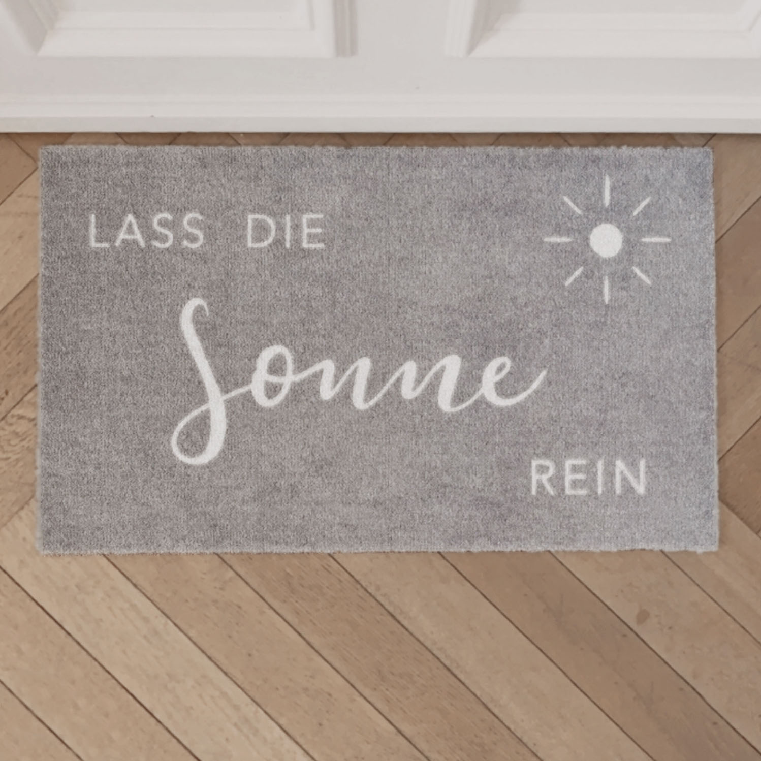 Waschbare Fußmatte Sonne grau