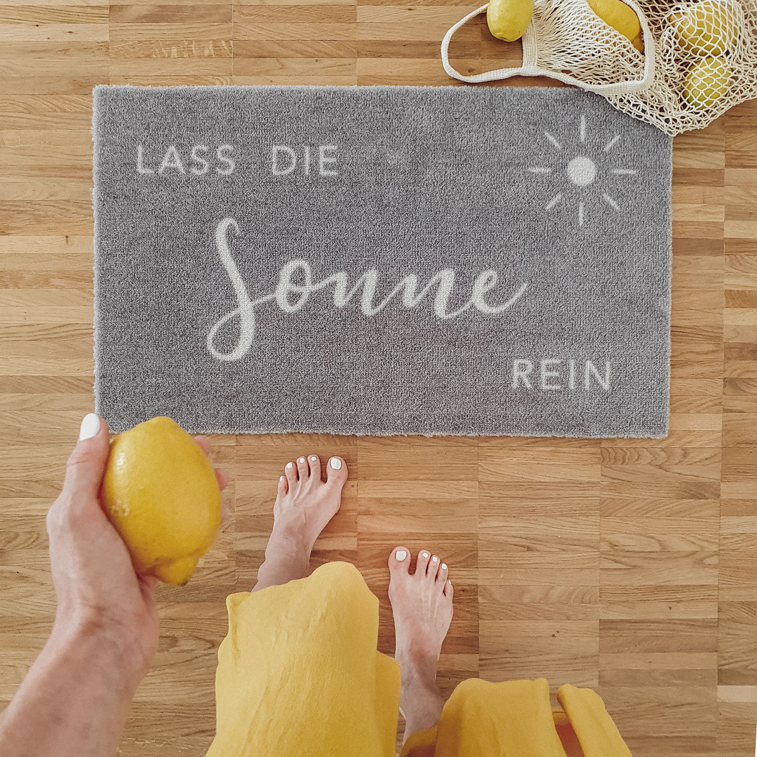 Waschbare Fußmatte Sonne grau