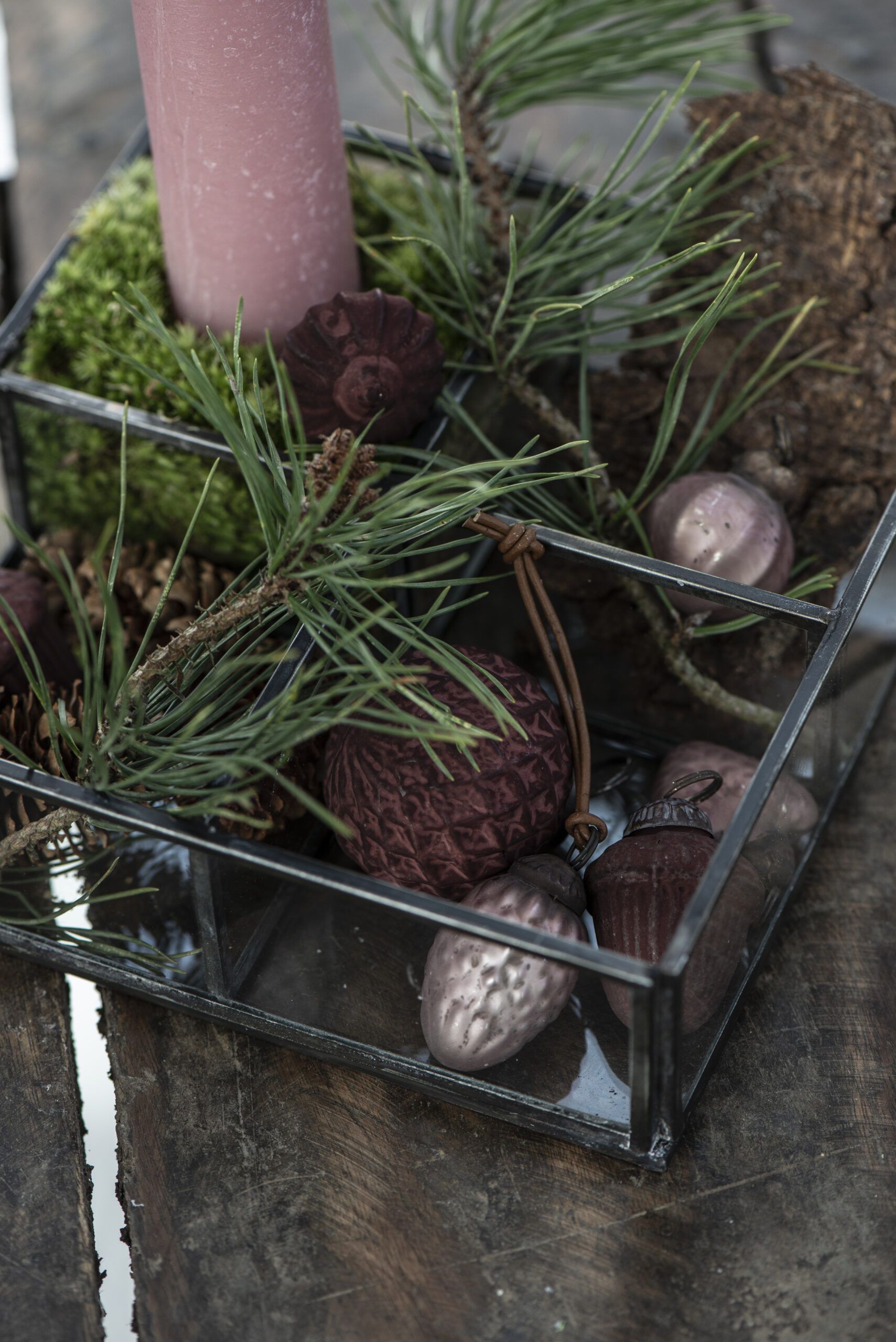 Glasbox mit 4 Fächern