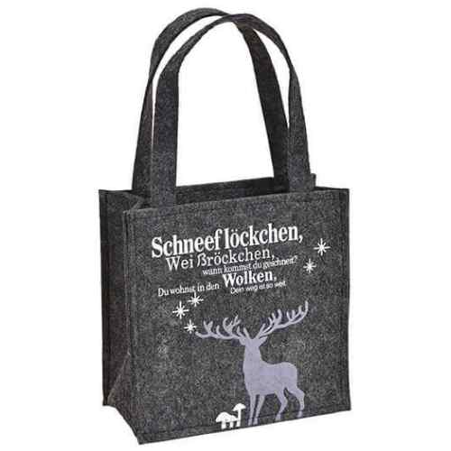 Tasche Hirsch Dekor aus Filz Grau