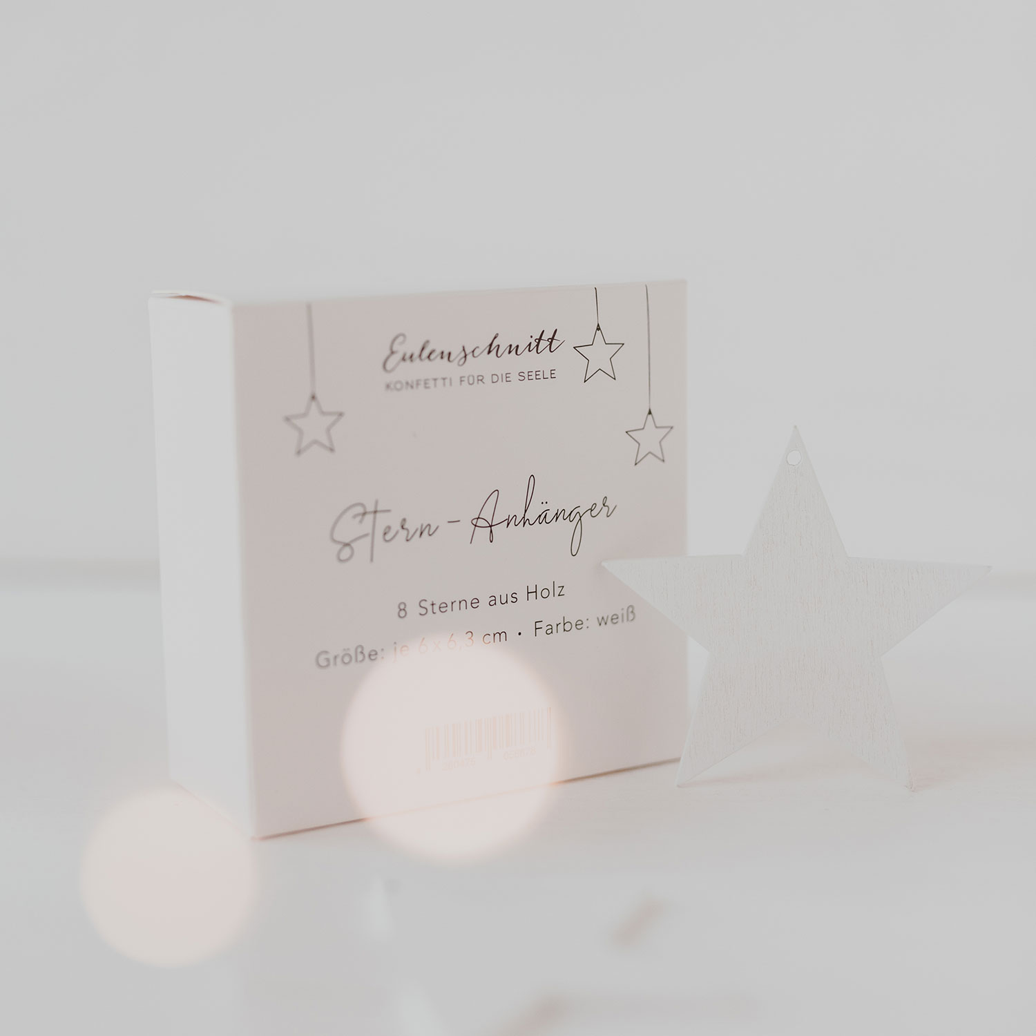Holzanhänger Stern weiß 8er Set