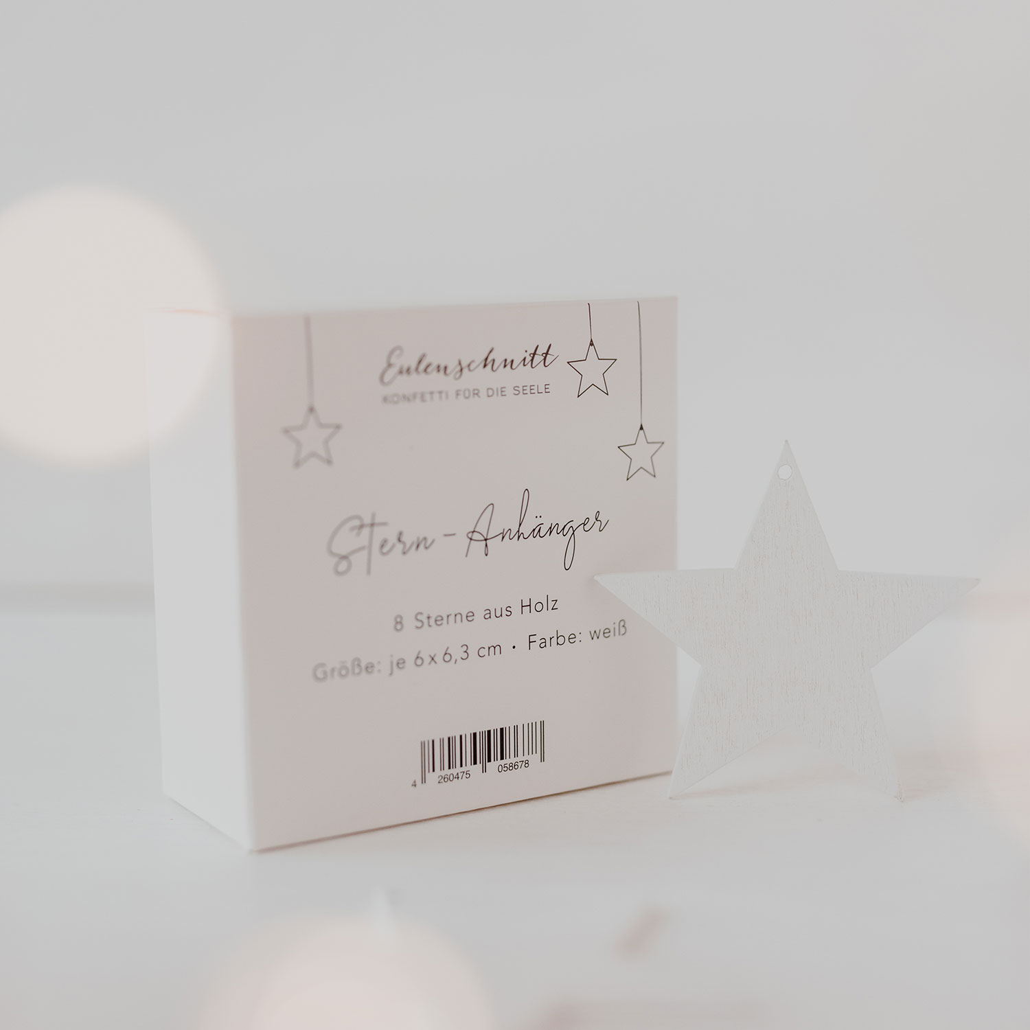 Holzanhänger Stern weiß 8er Set