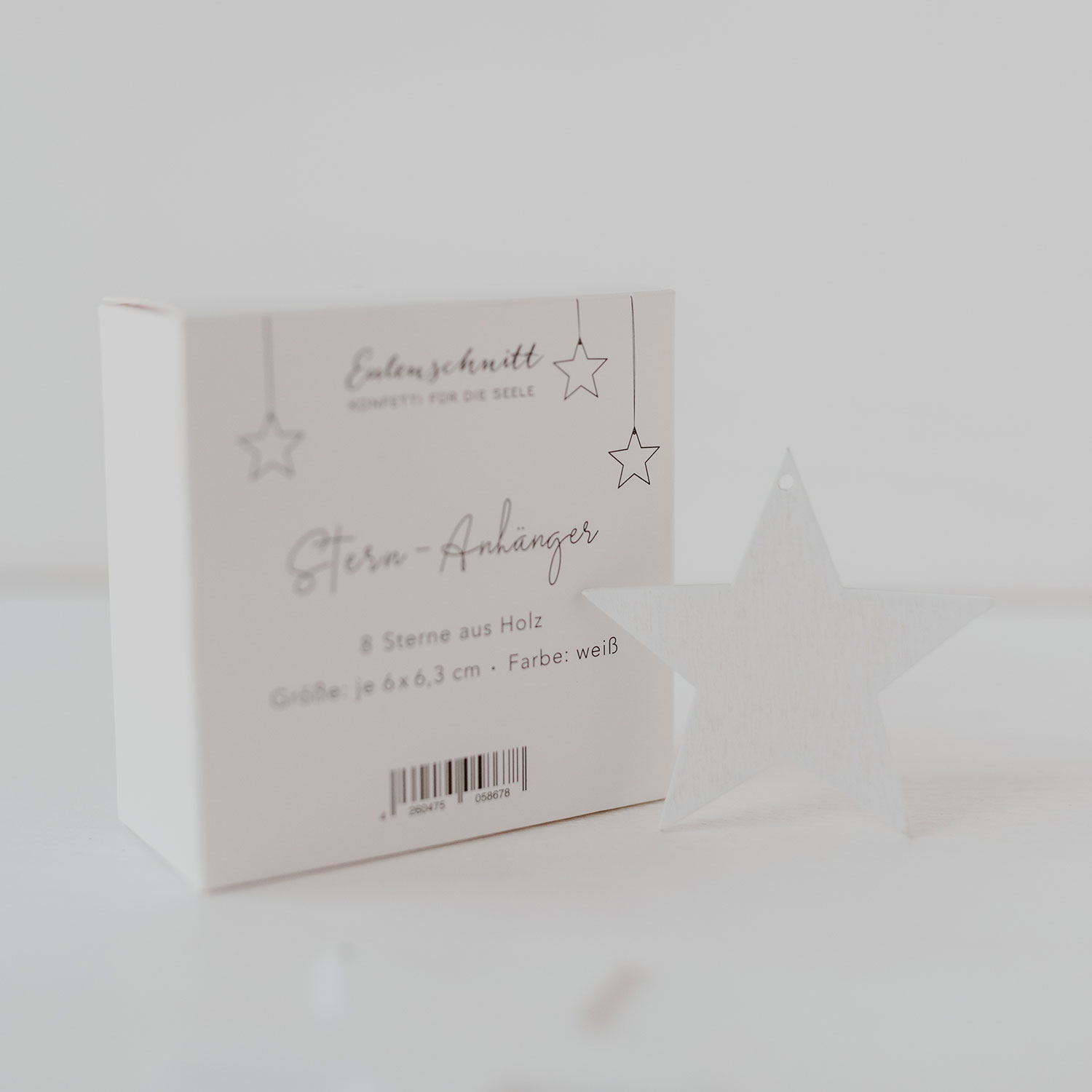 Holzanhänger Stern weiß 8er Set