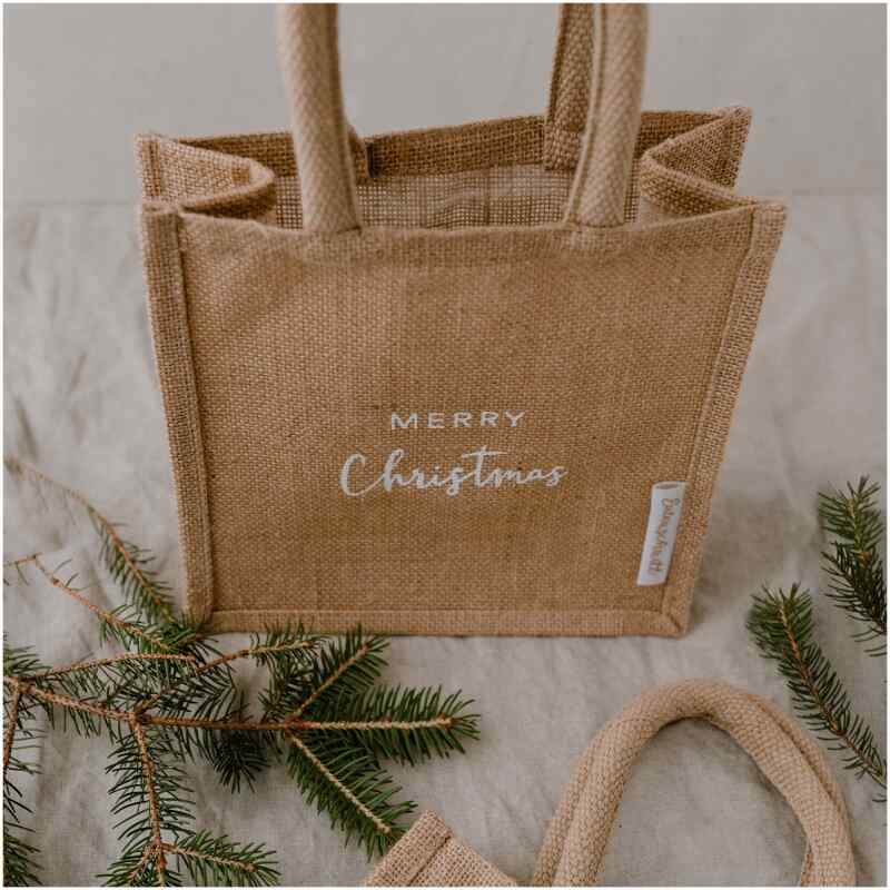 Mini Jute Shopper Christmas 2er Set