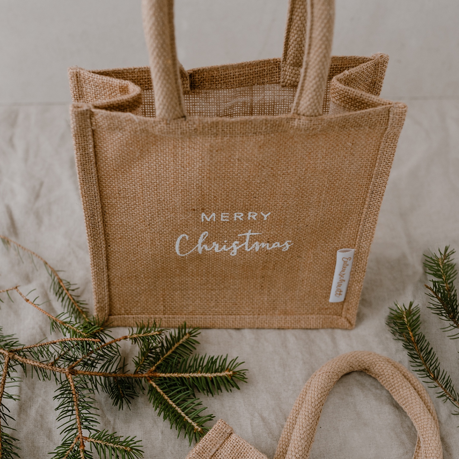 Mini Jute Shopper Christmas 2er Set