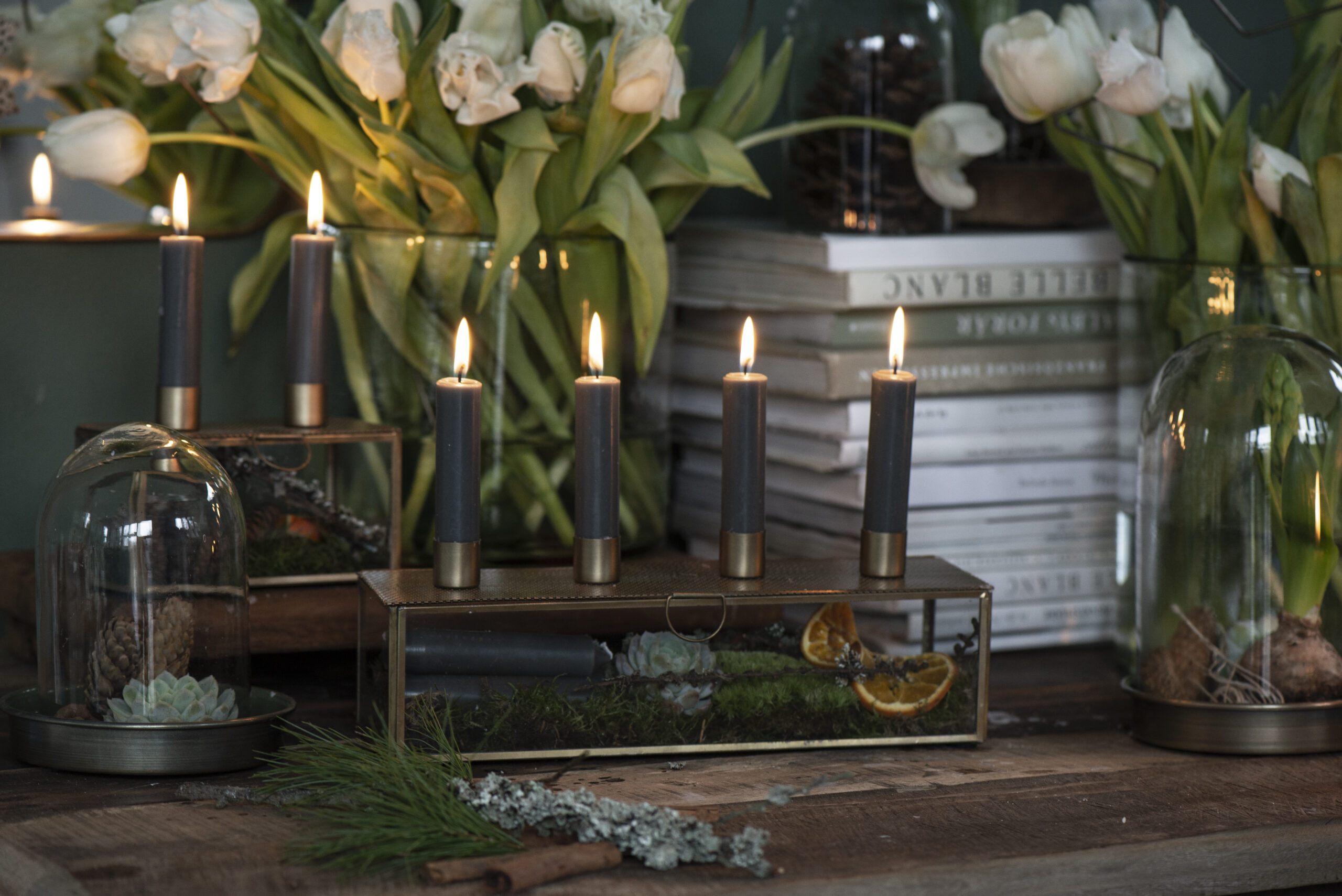 Stabkerze dunkelgrau 11cm