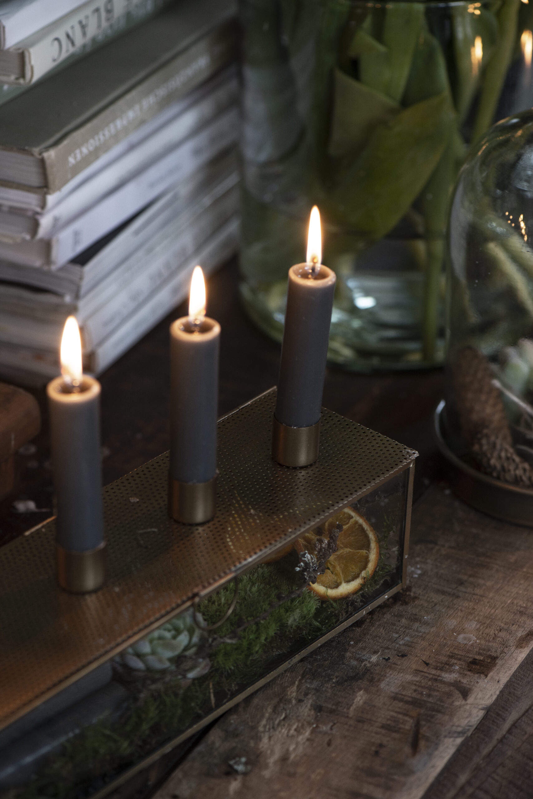 Stabkerze dunkelgrau 11cm