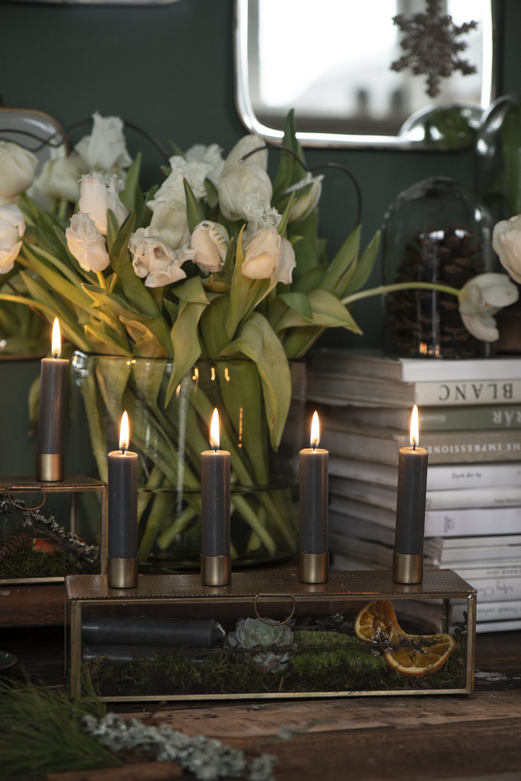 Stabkerze dunkelgrau 11cm