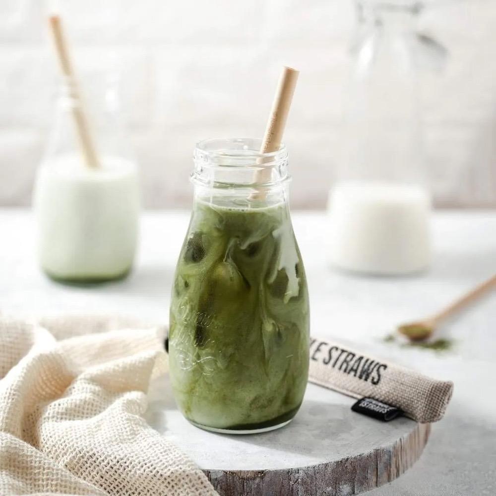 Bambus Strohhalme Set dunkelgrau