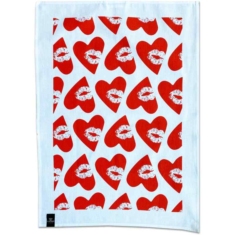 Geschirrtuch Lovekiss white-red