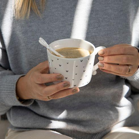 <p>Tasse White / little Hearts in Grey</p>