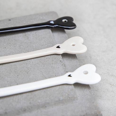 Kaffee-Löffel weiss lang