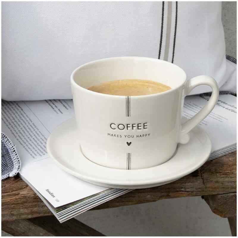 <p>Tasse White/Coffee makes you Happy in Grey</p>