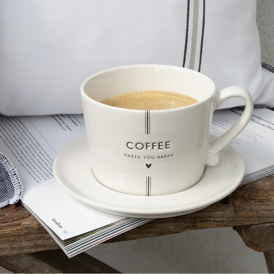 <p>Tasse White/Coffee makes you Happy in Grey</p>