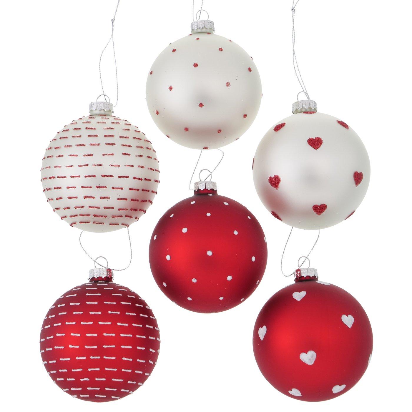 2012131-Freisteller-Hauptbild Weihnachtskugel Illum 6er Set rot-weiß