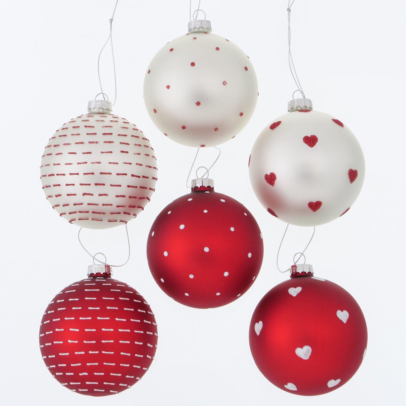 2012131-Hauptbild Weihnachtskugel Illum 6er Set rot-weiß
