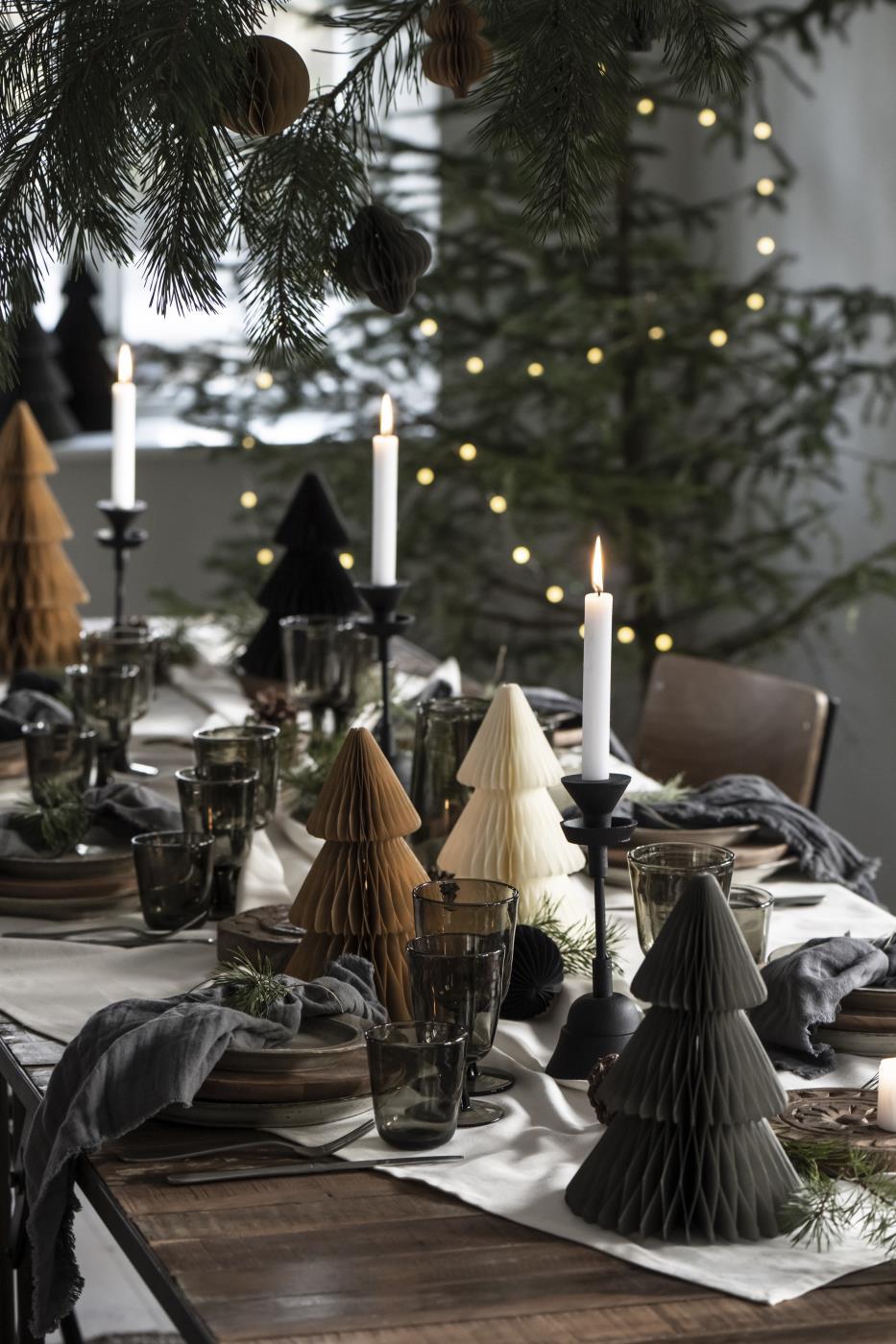 Tannenbaum grau gefaltetes Papier mit Magnetverschluss