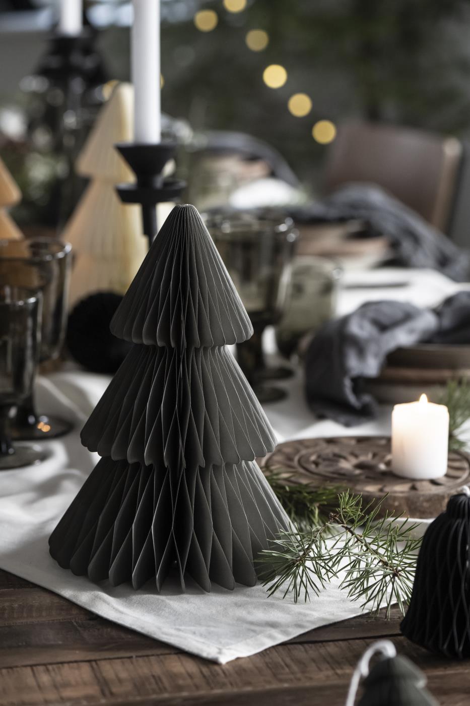 Tannenbaum grau gefaltetes Papier mit Magnetverschluss