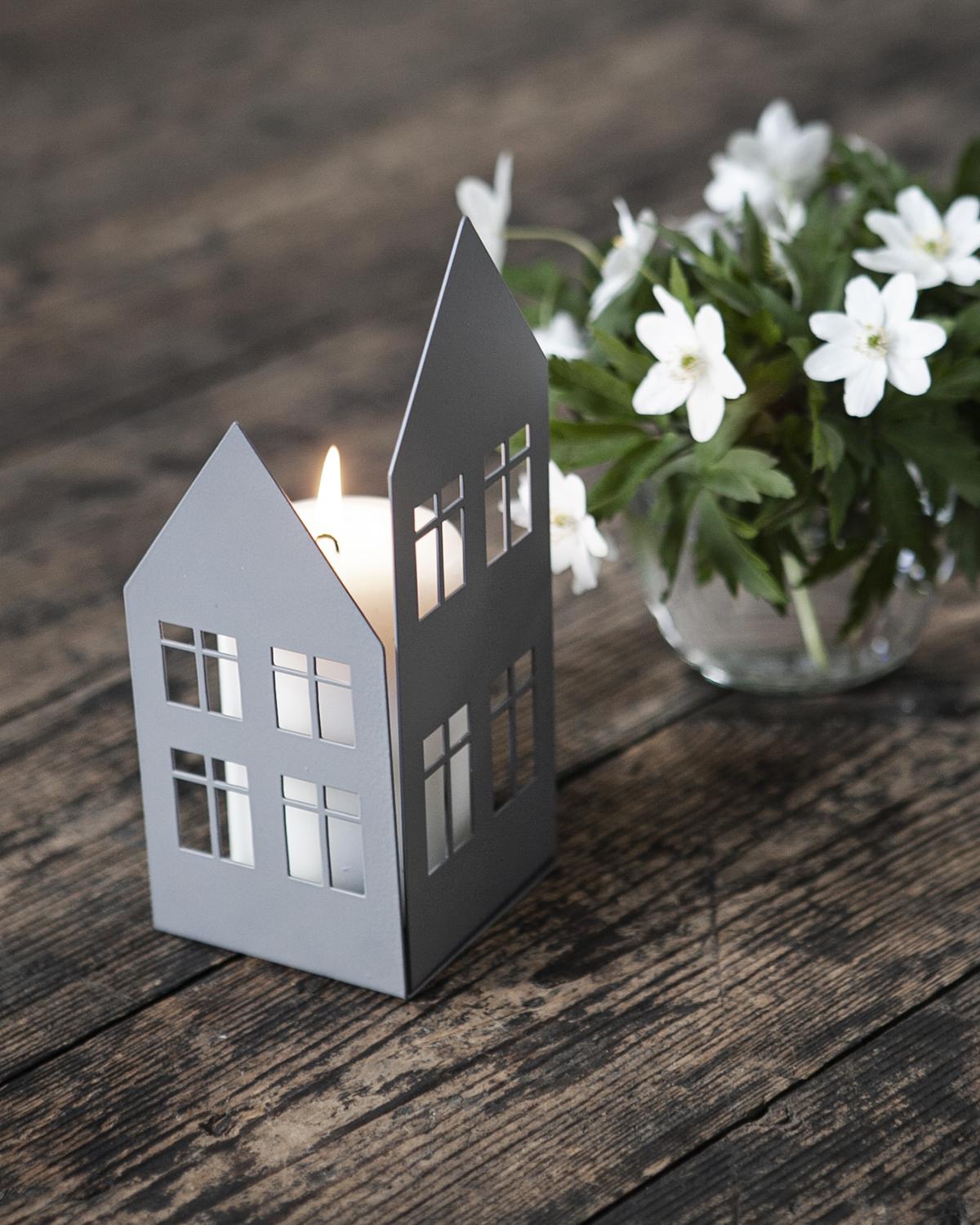 Storgatan Teelichthalter grau klein