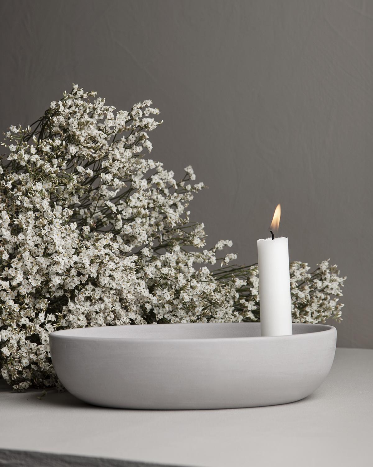 Lidatorp Kerzenständer oval hellgrau