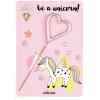 Be a unicorn! rosa Herz silber Mini Wondercard