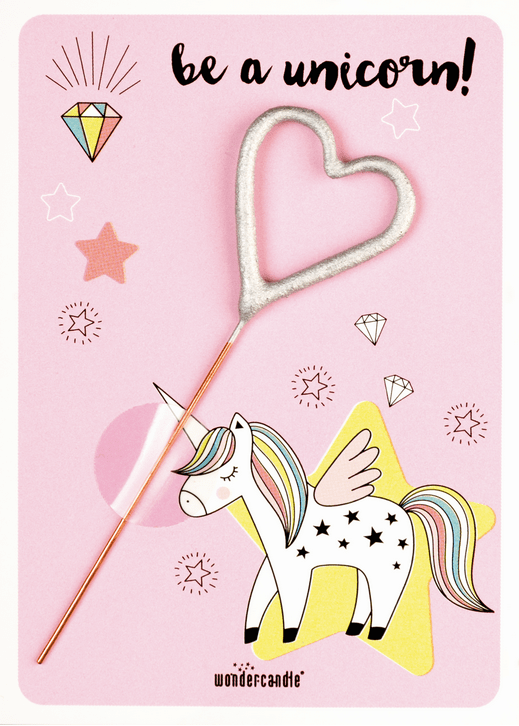 Be a unicorn! rosa Herz silber Mini Wondercard