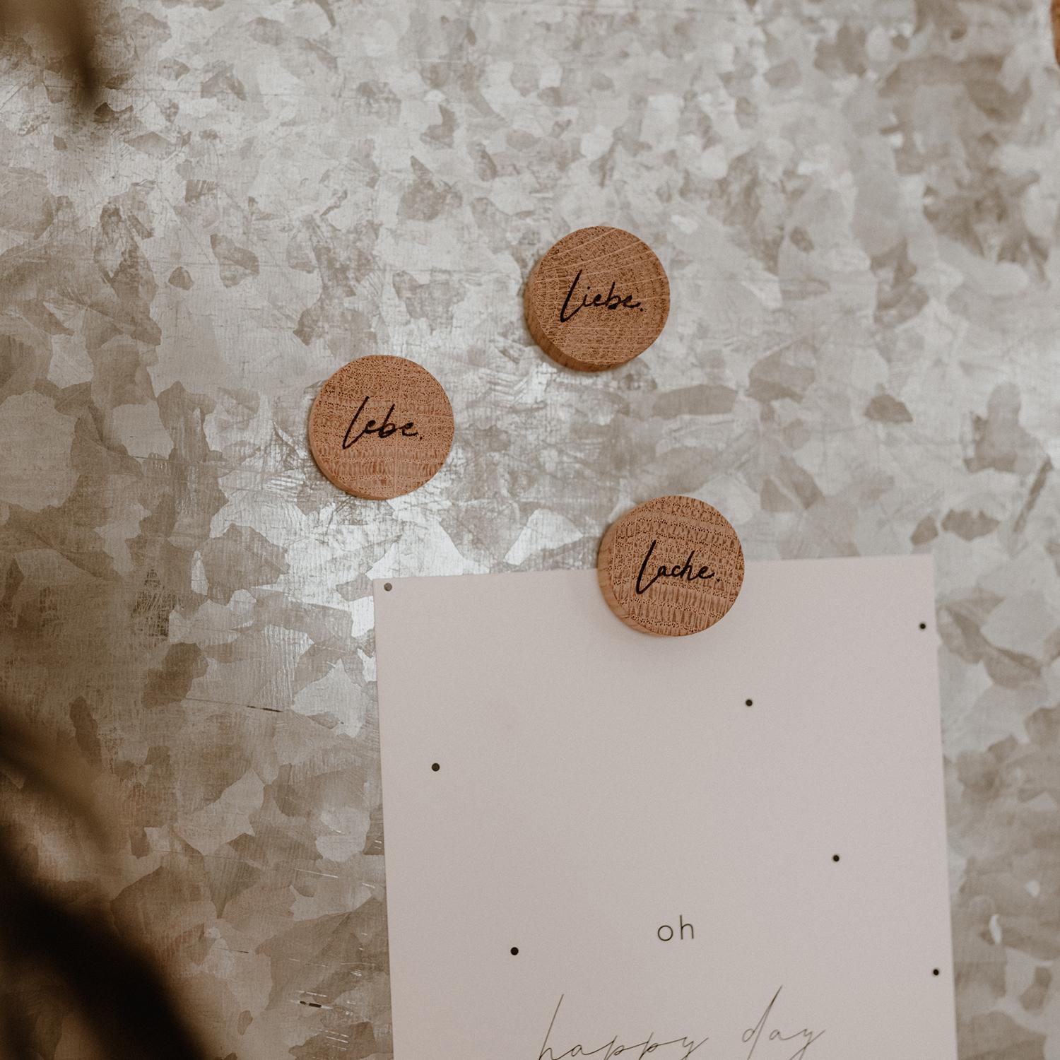 Holzmagnet Lebe Liebe Lache 3er Set