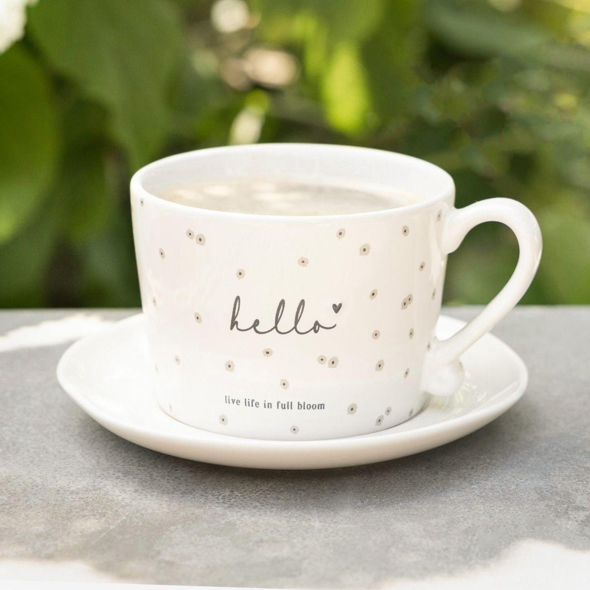 Tasse White/Live life in full bloom in grau