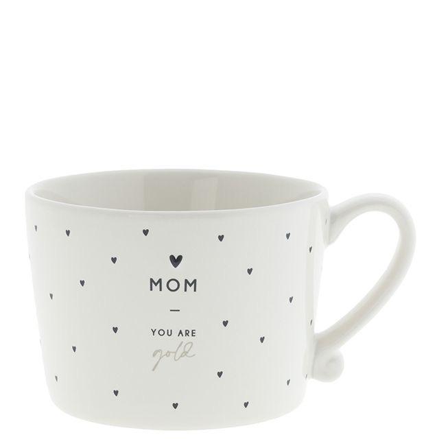 Tasse White/Mom you are gold in schwarz