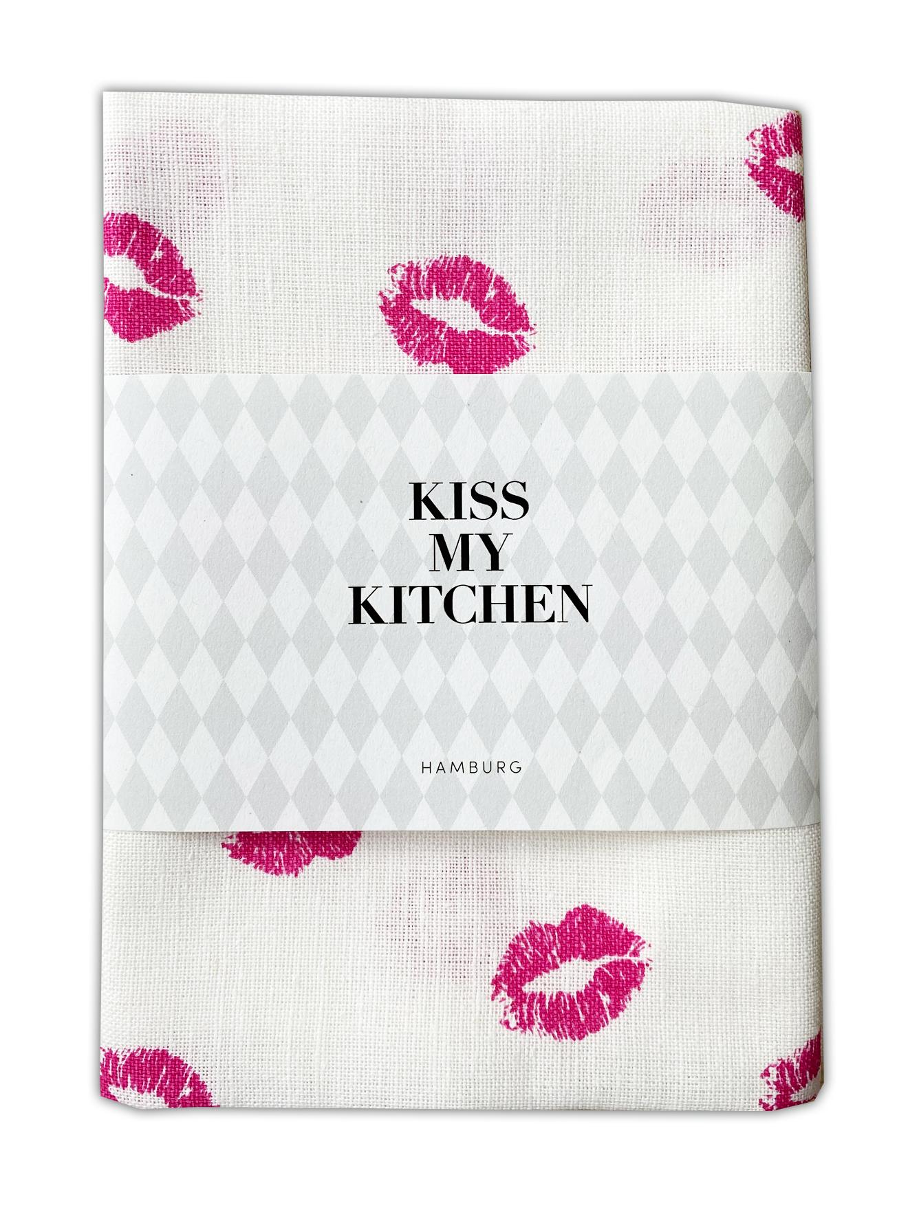 Geschirrtuch Kiss white-pink