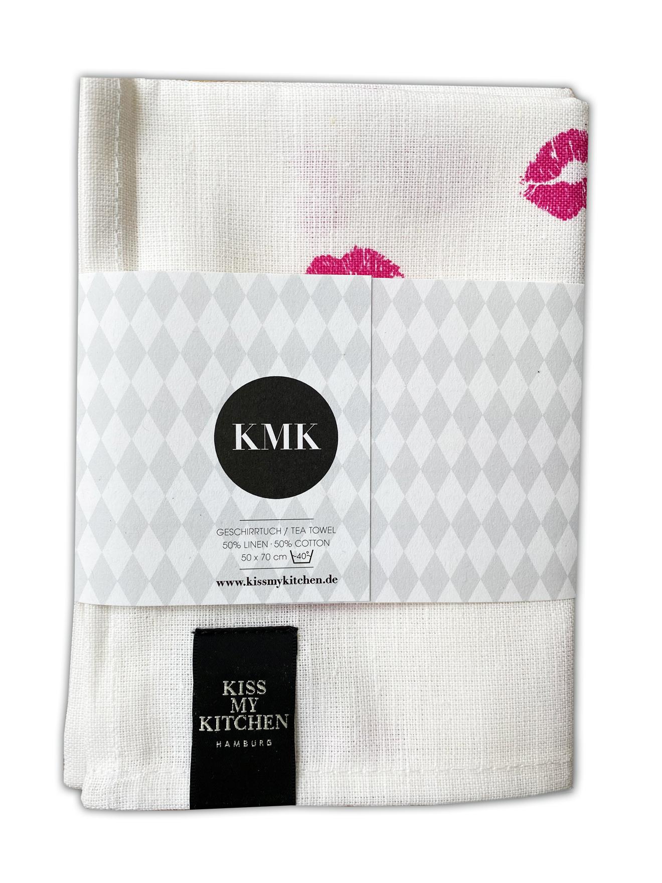 Geschirrtuch Kiss white-pink