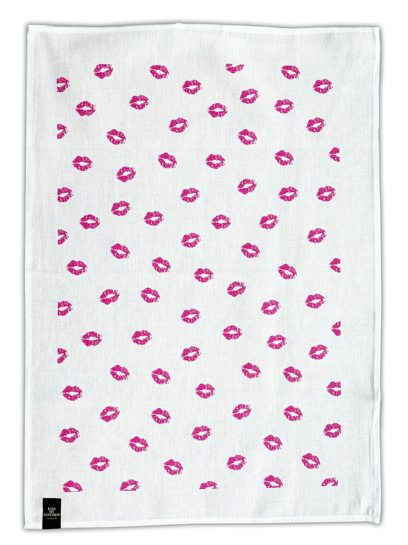 Geschirrtuch Kiss white-pink
