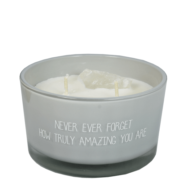 gl.cr.001.03_lr1 Kerze mit Kristall - Never ever forget