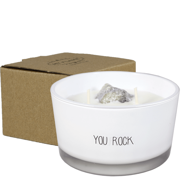 Kerze mit Kristall - You rock