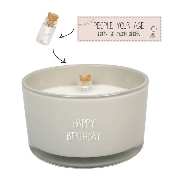 gl.mb.003.05 Kerze Message in a Bottle - Happy Birthday