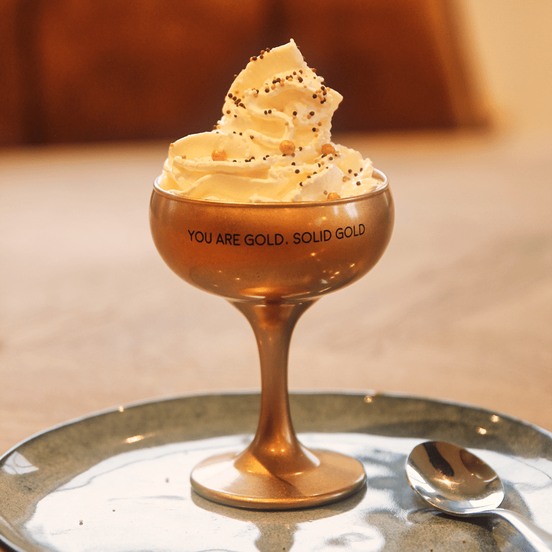 gl.wi.007.07 Kerze Champagner-Schale You are Gold Solid Gold