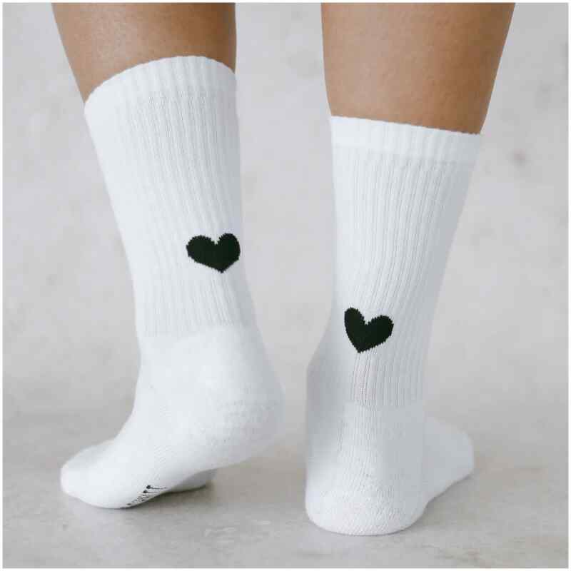 Eulenschnitt Socken Herz weiß