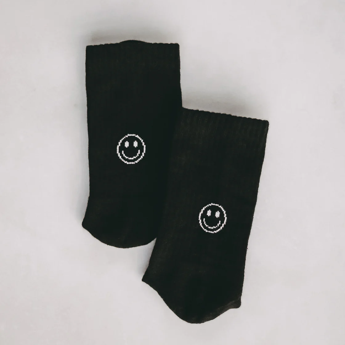 Eulenschnitt Socken Smiley schwarz